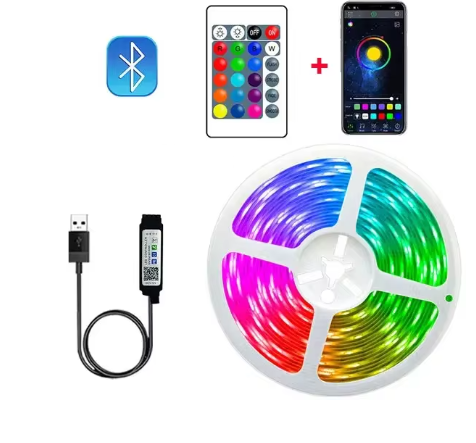 Luzes LED RGB 5050 Bluetooth 5V USB Com APP - 1-30M